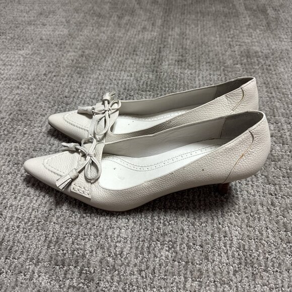 Brooks Brothers 346 Kitten Heels Ivory Leather Women's Size 7 - Picture 4 of 11